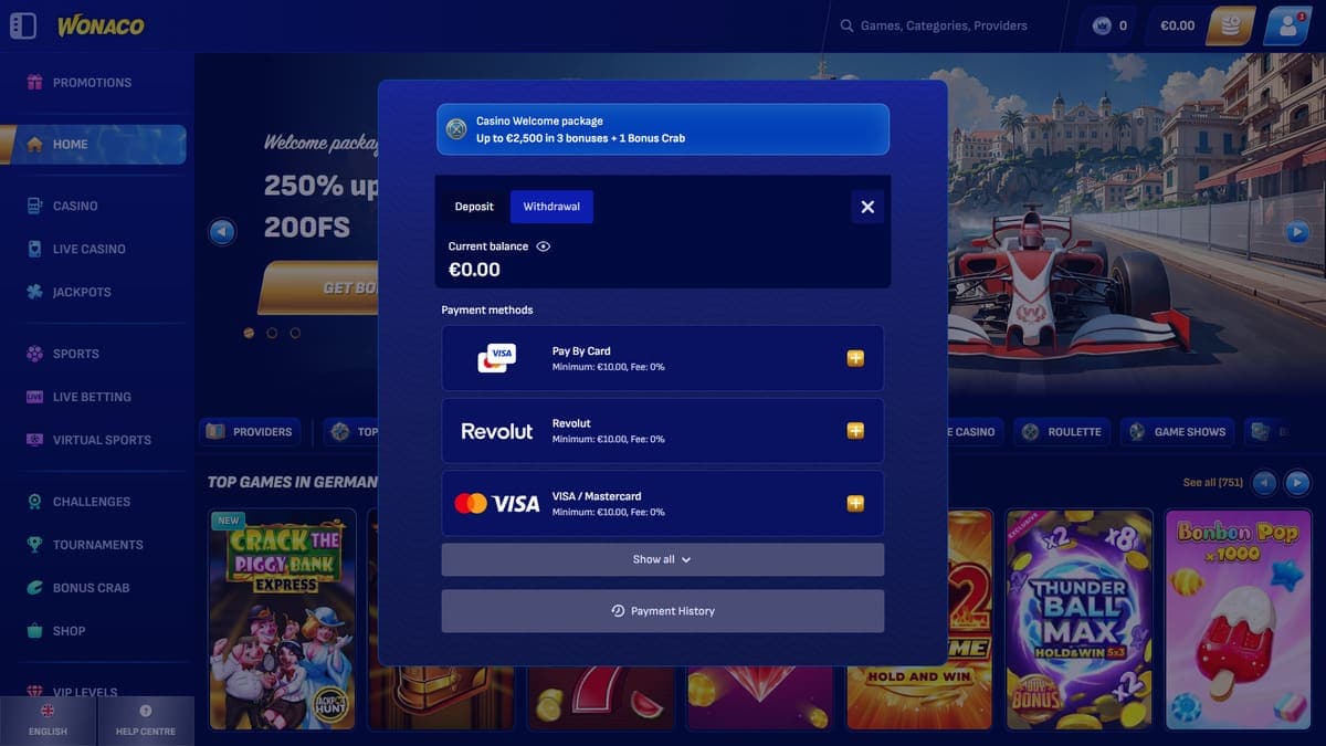 Deposit Wonaco Casino