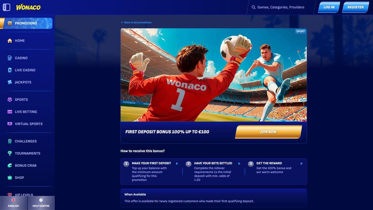 First deposit bonus Wonaco Casino