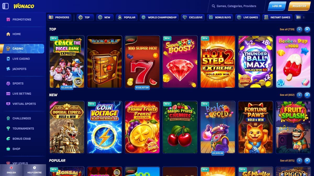 Casino offering Wonaco Casino