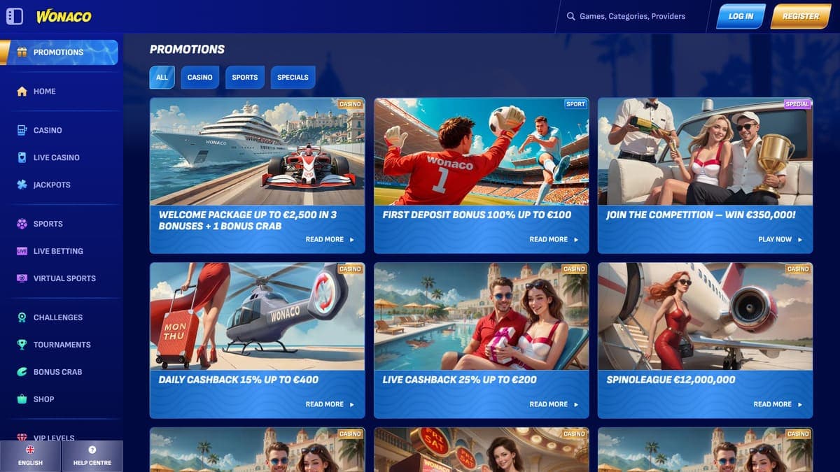 Other bonuses Wonaco Casino
