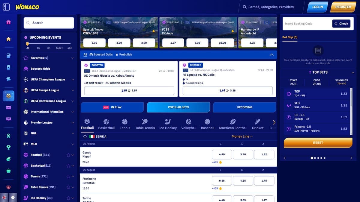 Sports betting Wonaco Casino