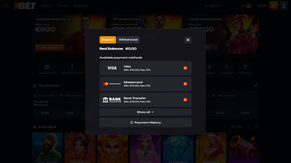 Deposit X3Bet Casino