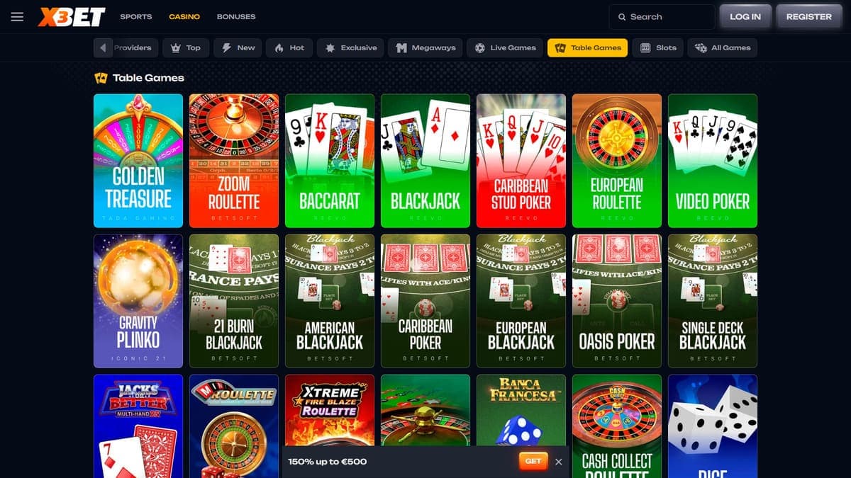 Table games X3Bet Casino