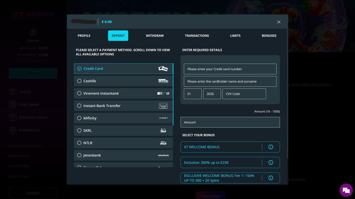 Deposit X7 Casino