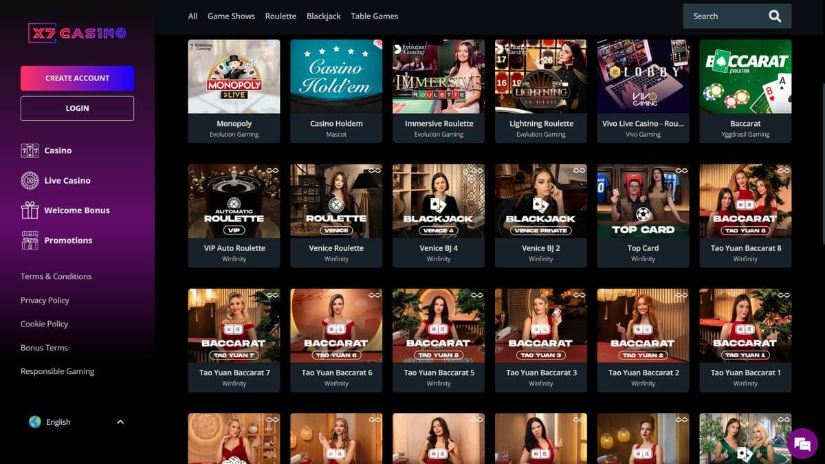 Live casino X7 Casino