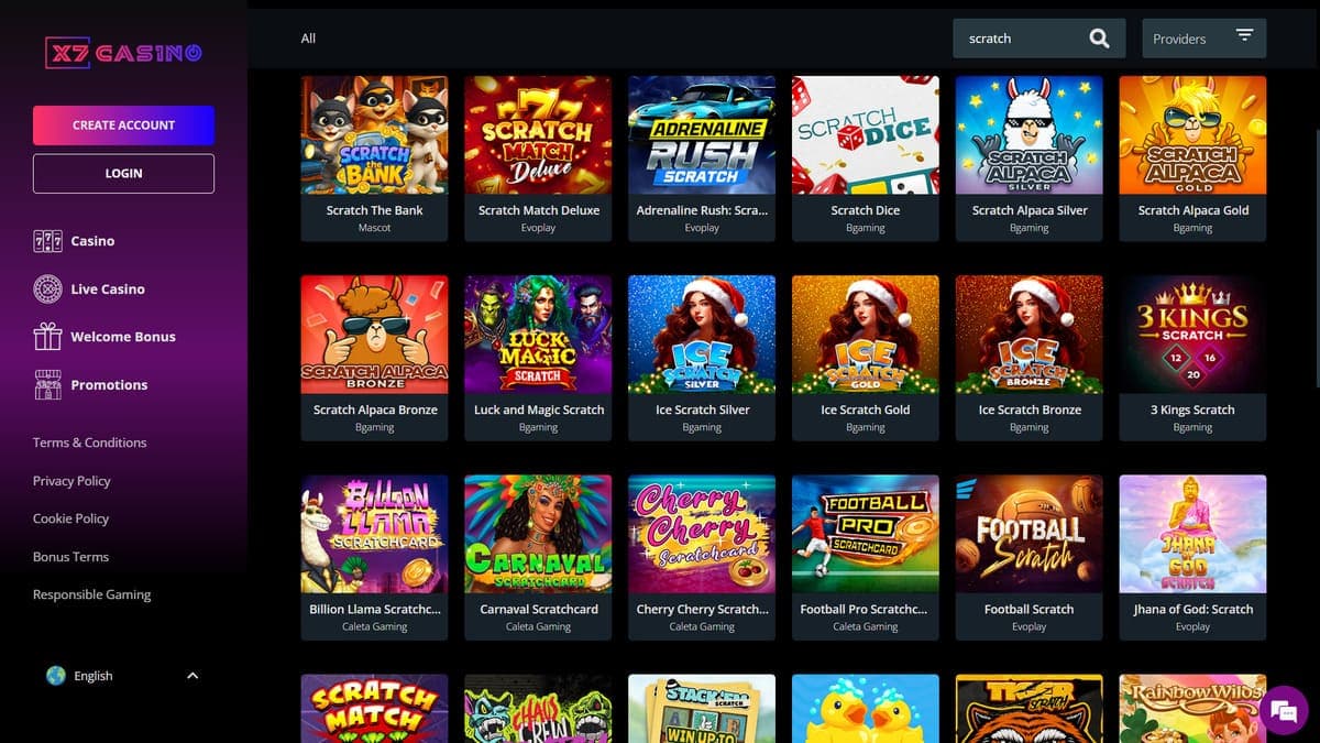 Scratch games X7 Casino