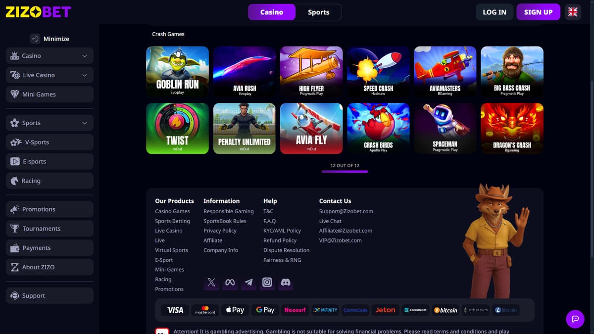Mini games Zizobet Casino