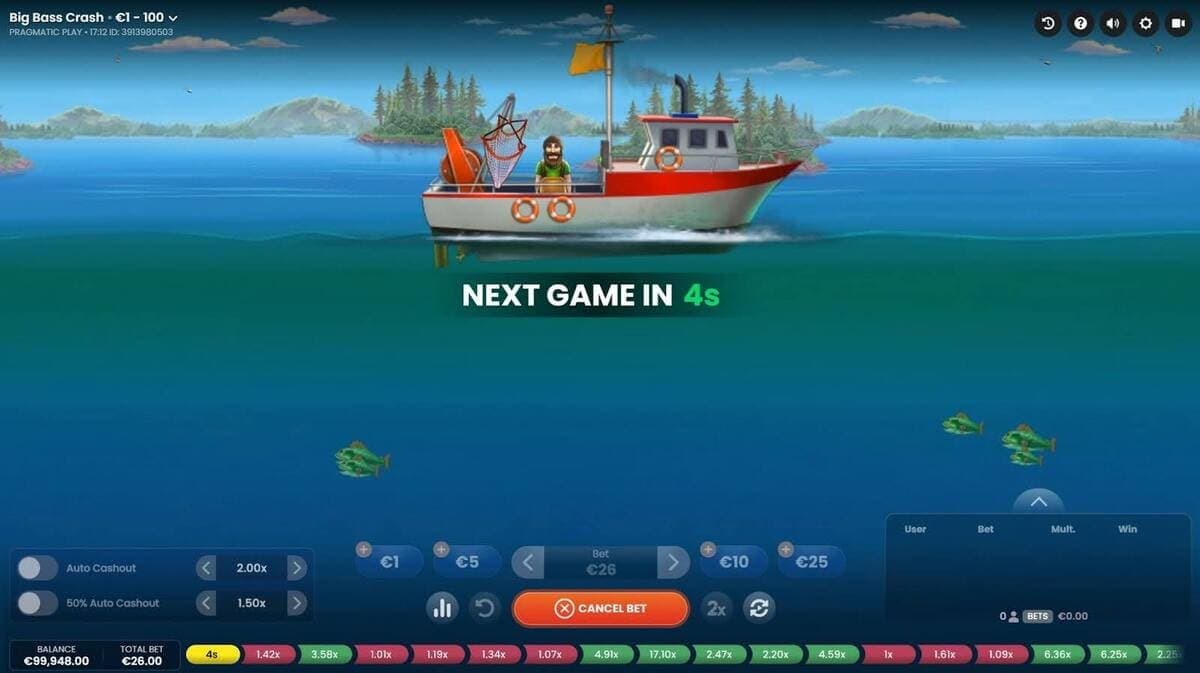 Cashout Big Bass Crash Game