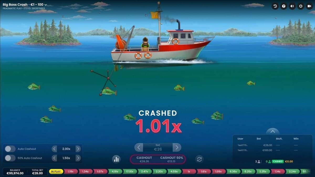 RTP and volatility Big Bass Crash Game