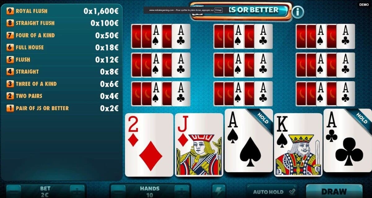 Simultaneous hands Jacks or Better Game