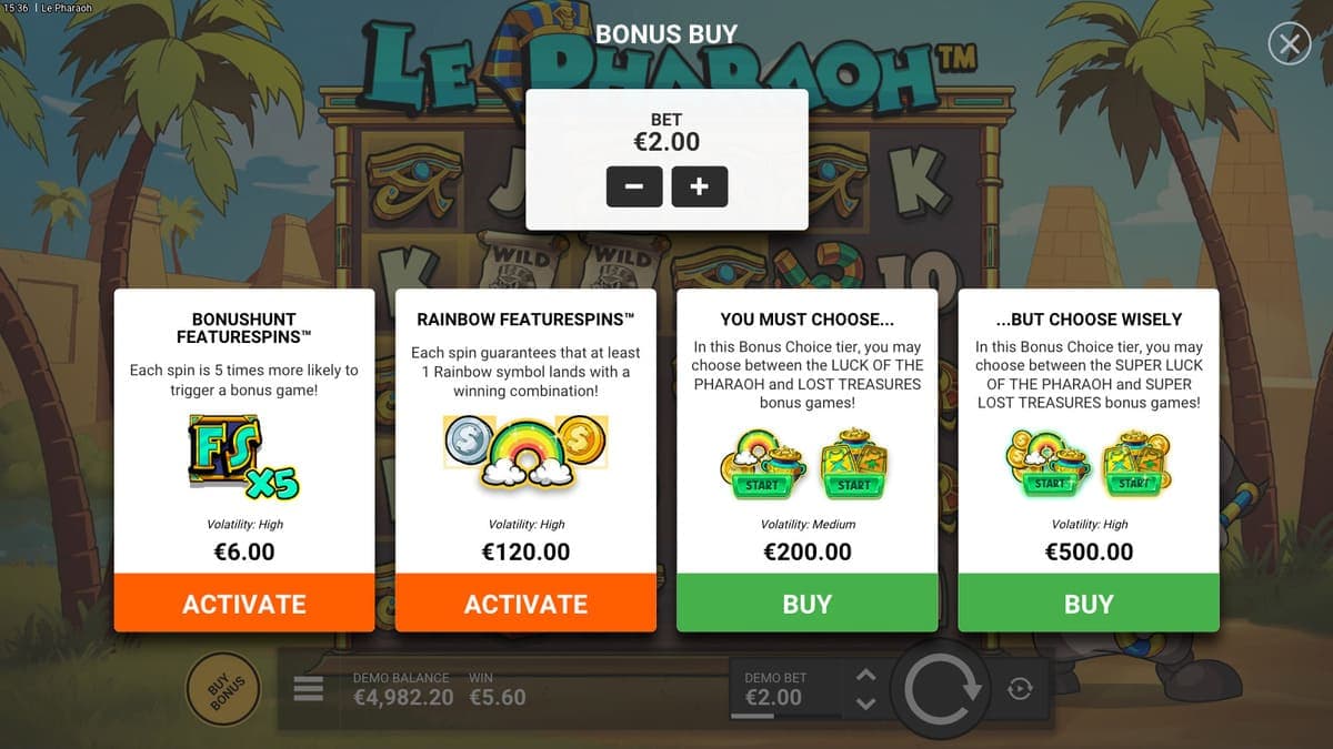 Bonus buy Le Pharaoh Slot Game