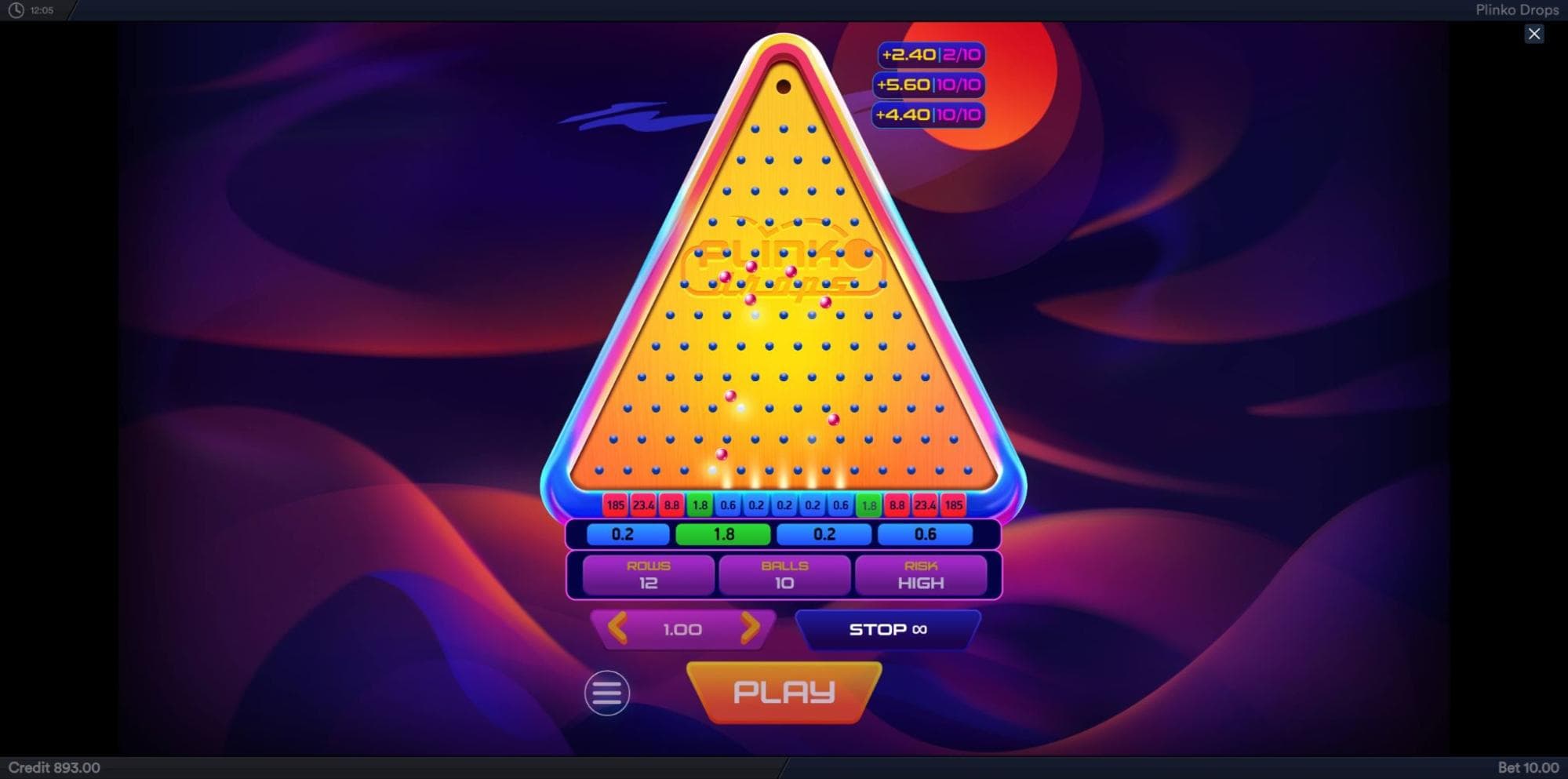 Multiplier Plinko Drops Game
