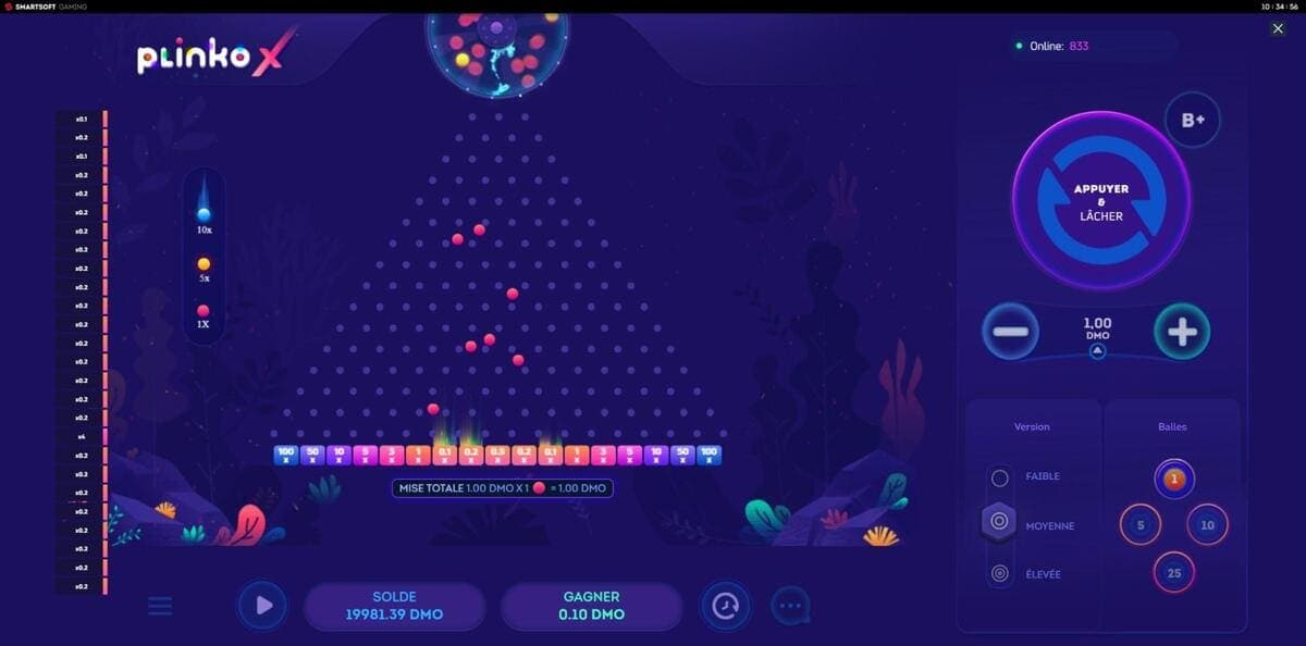 Volatilité Plinko X Game