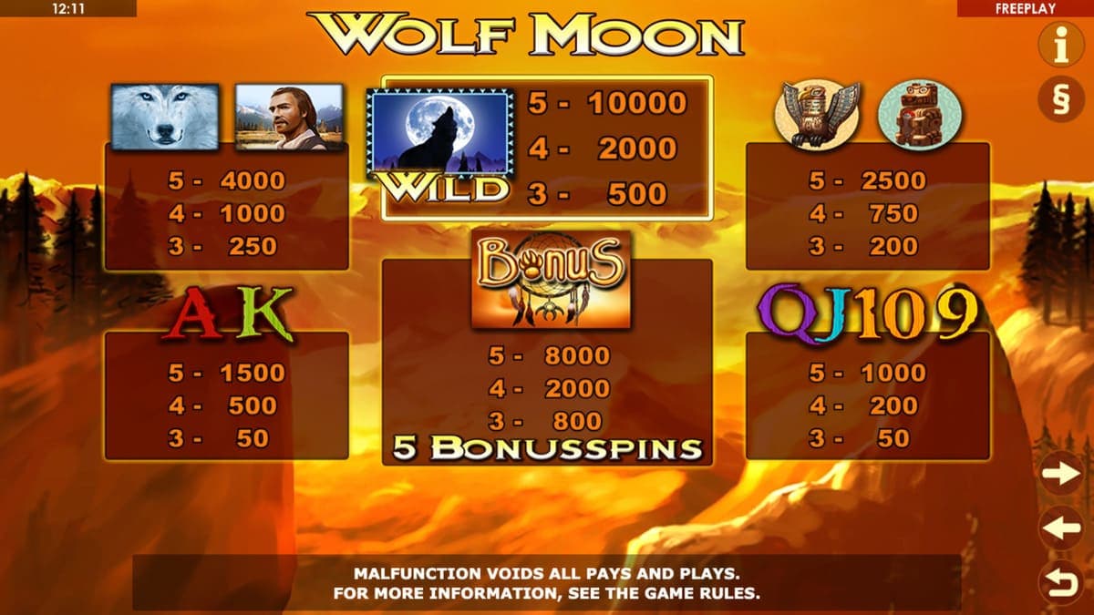 Symbols Wolf Moon Game
