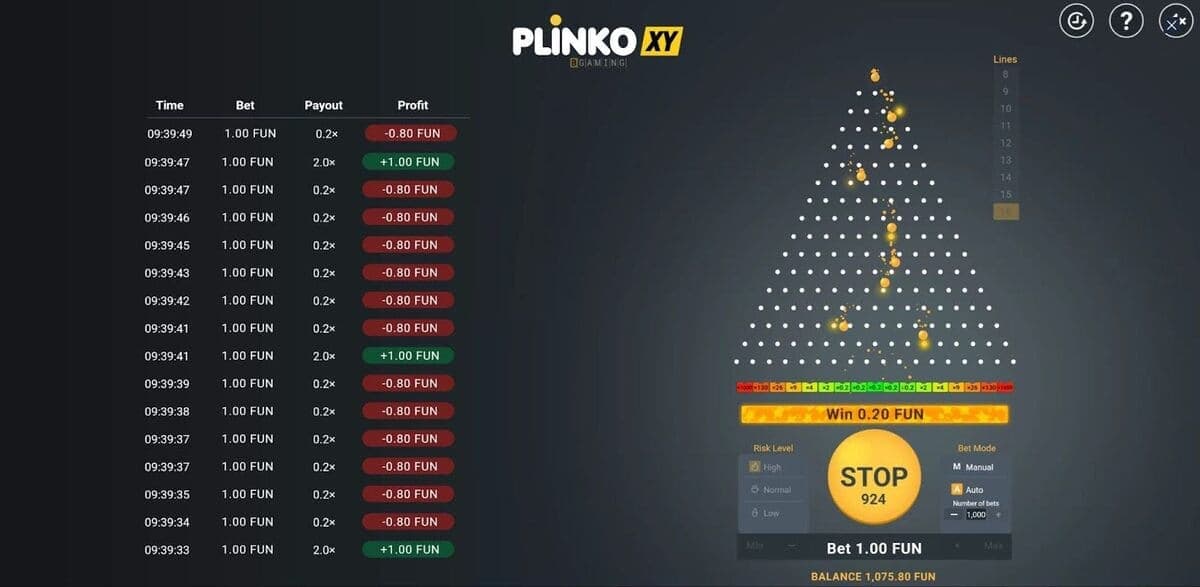 Auto mode Plinko XY Game
