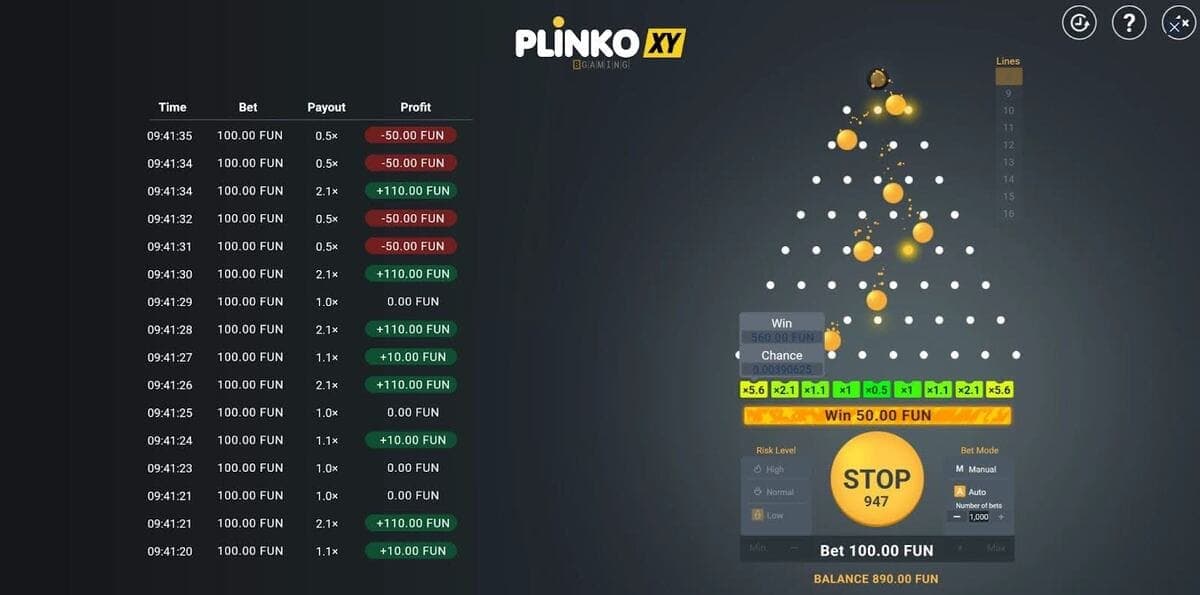 Casino game Plinko XY Game