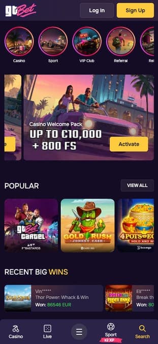 GTBet casino mobile GTBet casino mobile